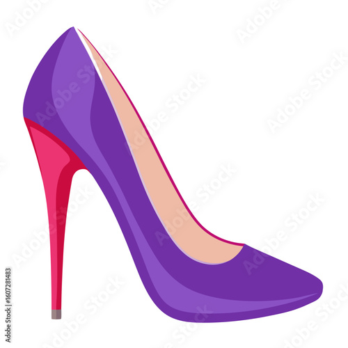 Elegant Purple High Heel Shoe with Pink Heel a Stylish and Sophisticated Footwear Choice for Fashion Forward Individuals Perfect for Special Occasions and Adding a