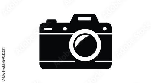 Black and white camera icon photography equipment vector illustration graphic design