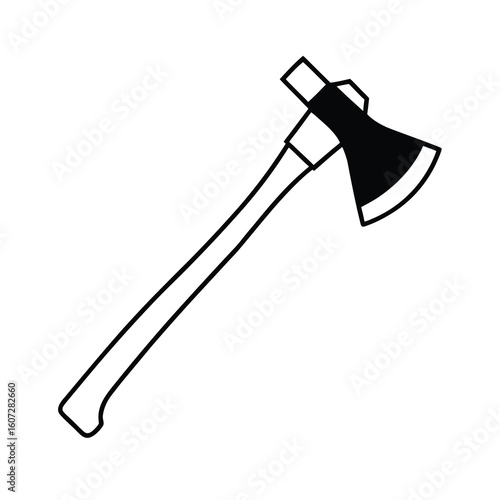 axe with wooden handle on white background