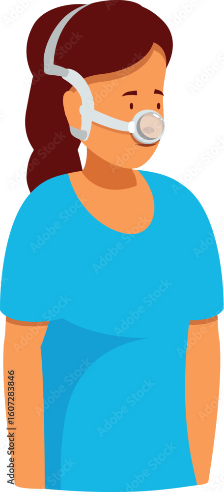 Fototapeta premium Young woman wearing oxygen cannula for breathing support, medical treatment concept