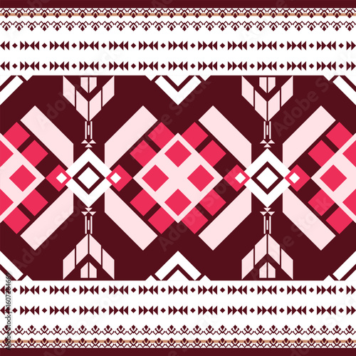 seamless geometric pattern shades of Reddish brown.Native American tribal fabric. Suitable for textile, rugs, cards, tiles, picture books. boho indian ornament design vector for woven textile printing