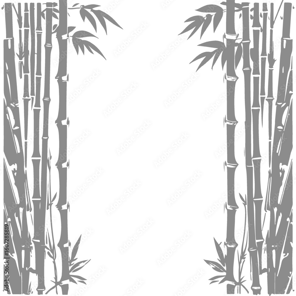 Naklejka premium Bamboo Forest Frame Illustration