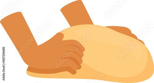 Hands kneading dough, preparing it for baking and creating bakery products