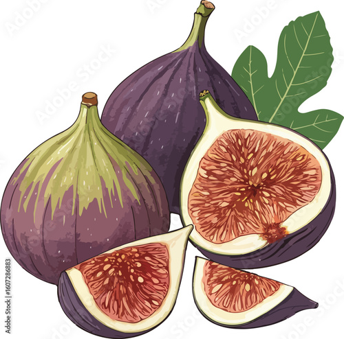 fresh figs on white background