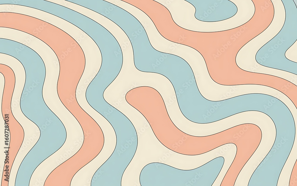 Pastel wavy organic lines abstract background in retro style image Pastel wavy organic lines abstract background in retro style image