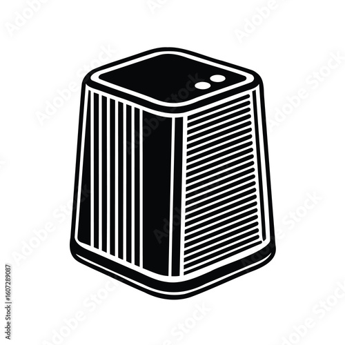 Black and white illustration of an air conditioning condenser unit