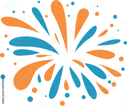 Brightly colored fireworks exploding against a white background, creating a festive atmosphere