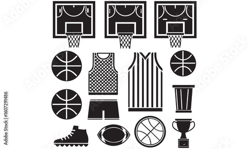 Basketball Clipart Bundle – Icons, Players, Slam Dunk, Fire Ball & Vector Sports Art