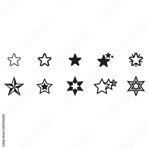 set of black and white stars sat