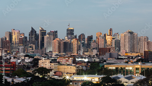 Makati City skyline in the Philippines. Makati is the financial hub of the country.	