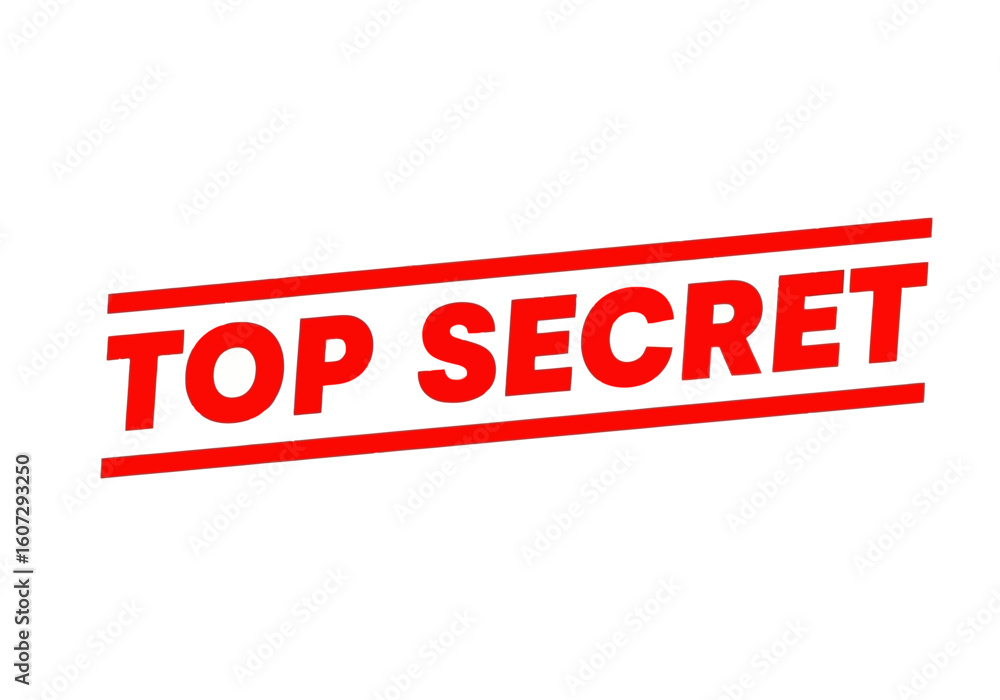 Fototapeta premium Confidential Information Red Top Secret Stamp on White Background