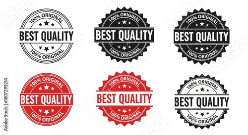 Premium quality and original guarantee vector stamp collection. Badges for product certification, authenticity, and building brand trust.