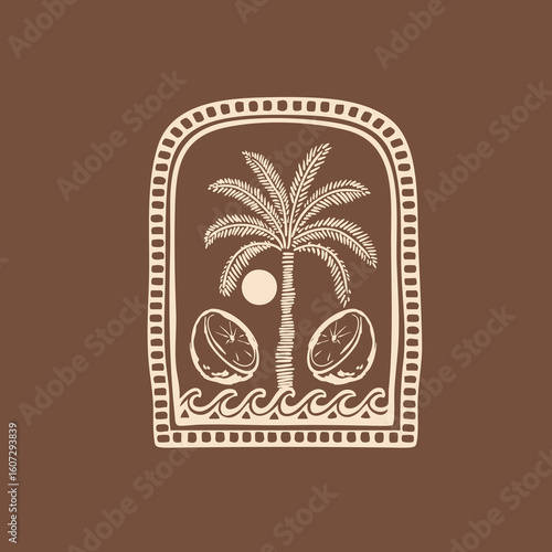 vintage palm tree lemon tropical graphic design