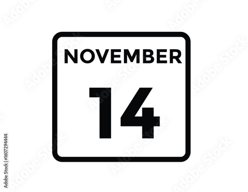 Free Download 14  November, calendar date icon. 14 November Calendar Date for Deadlines or Appointment. Day, month. vector illustration.
 - GFXLoad