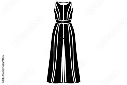 Elegant Wide-Leg Jumpsuit Vector Fashion Clothing
