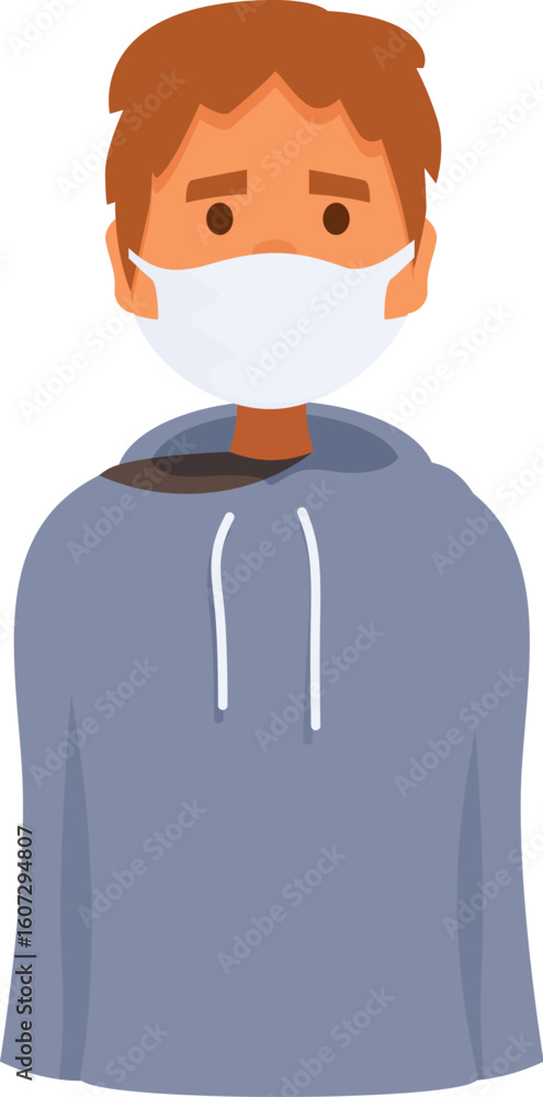Fototapeta premium Portrait of a young man wearing a protective face mask and a hoodie