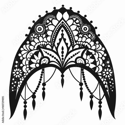 Elegant decorative lace veil hairpiece silhouette