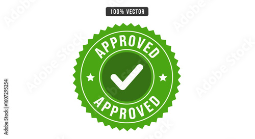 Green Approved Stamp with Check Mark - Quality Assurance Seal