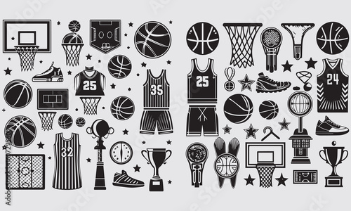 Basketball Clipart Bundle – Icons, Players, Slam Dunk, Fire Ball & Vector Sports Art