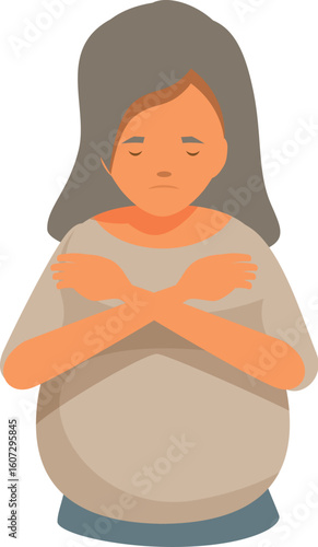 Sad pregnant woman hugging her belly, suffering from prenatal or postpartum depression