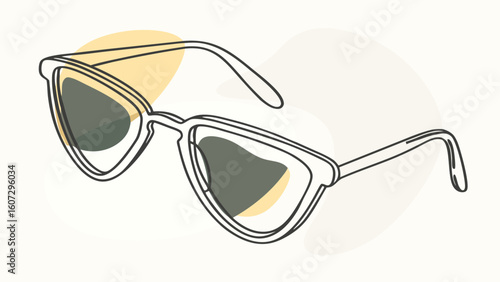 Stylish sunglasses illustration featuring angular frames and tinted lenses.