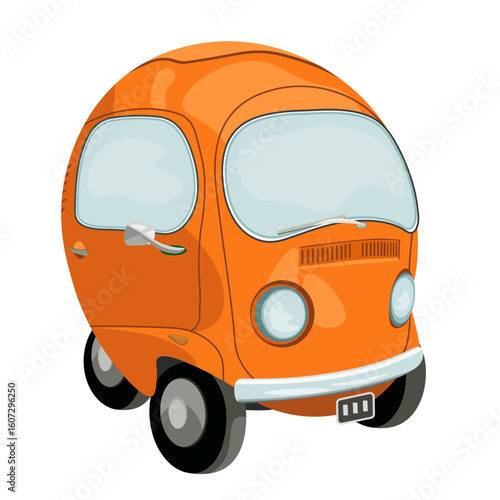 Unusual orange passenger car vector