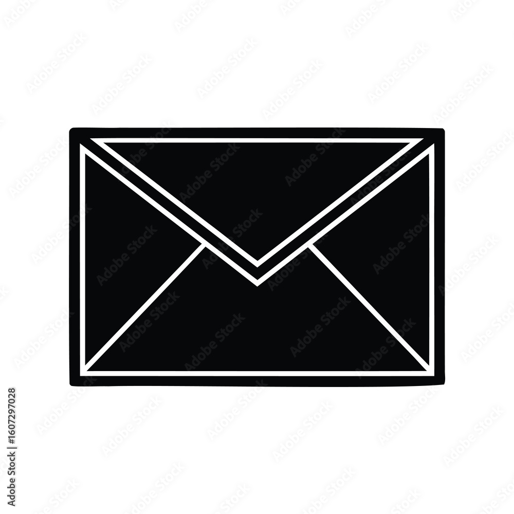 Simple black and white email envelope graphic icon isolated on white background Simple black and white email envelope graphic icon isolated on white background