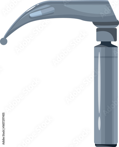 Metal laryngoscope emitting light, essential tool for throat examination in medical settings