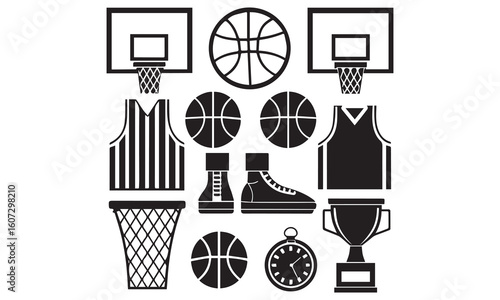 Basketball Clipart Bundle – Icons, Players, Slam Dunk, Fire Ball & Vector Sports Art
