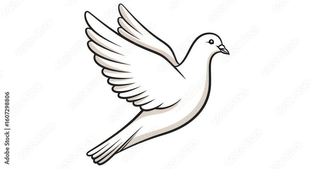 Obraz premium Graceful Dove in Flight - Symbolic representation of peace, hope, freedom, purity, and spirituality. A illustration of a dove soaring gracefully