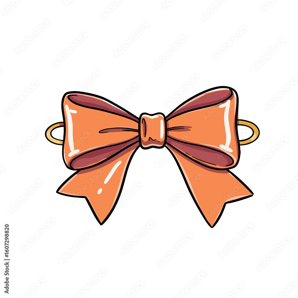 Orange satin bow with loops and pointed ends for decorations Orange satin bow with loops and pointed ends for decorations