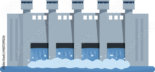 Hydroelectric power plant generating clean energy from water flowing through dam