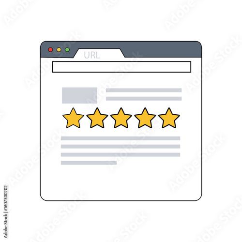 Flat rating and review webpage with stars representing feedback user experience product rating testimonial and quality review concept illustration

