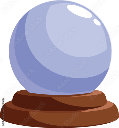 Crystal ball on wooden stand predicting future, magic sphere glowing with mystical light, forecasting destiny