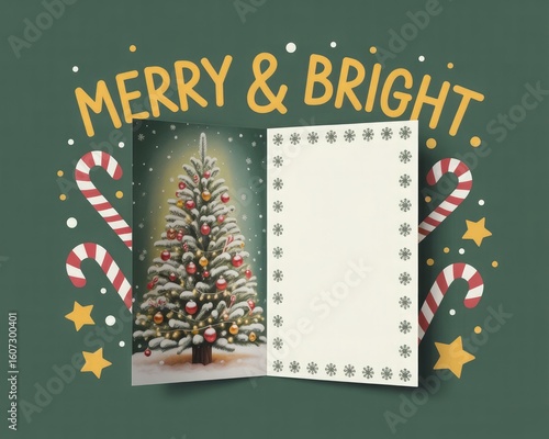 christmas greeting card with christmas tree