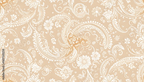 Elegant paisley pattern on beige background