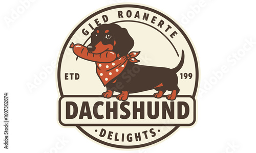 Vintage vector illustration of a dog symbol stamp with an animal design label