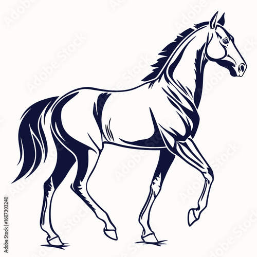 Elegant horse silhouette on a clean white background