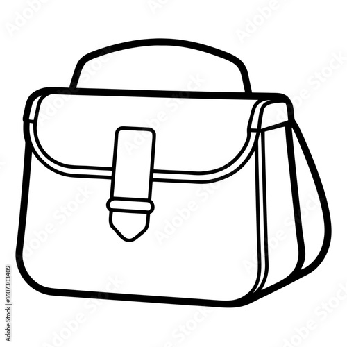 Simple line art of a camera bag with pockets and zipper