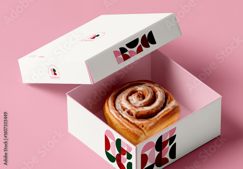 Cinnamon Roll Packaging Box Mockup