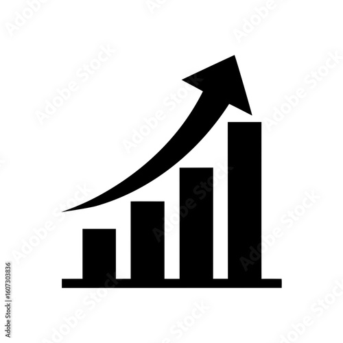 Abstract financial boost icon with rising arrow showing economic success concept
