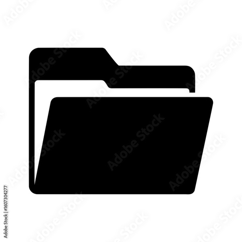 Silhouette of folder icon with top corner tab shown in clean flat design