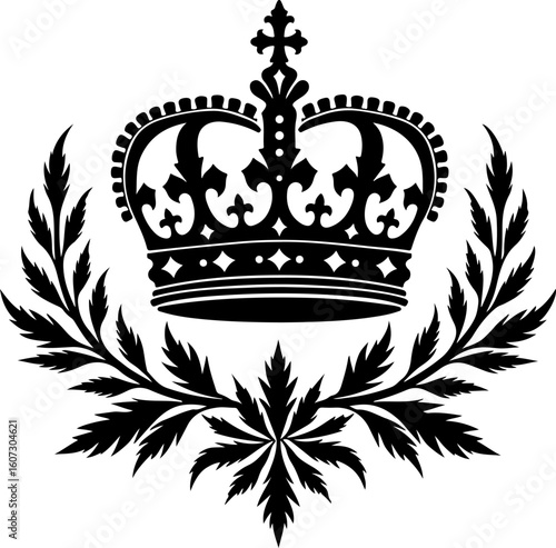 royal crown, laurel wreath, king symbol, queen  vector bundle