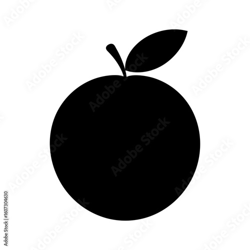 Clean silhouette of tangerine fruit in simple bold style with white background