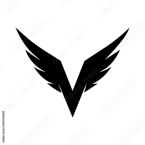 Letter V shaped like bird wings in flight shown in modern minimal silhouette