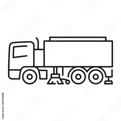 A street sweeper icon that fits perfectly with the urban theme and demonstrates the basic functions of street maintenance.