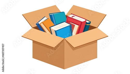 Books in a cardboard box