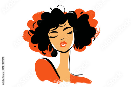 African American woman with curly hair in an artistic illustration  