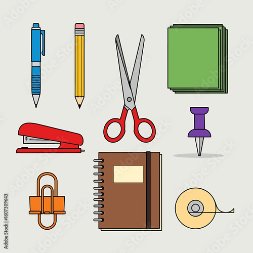 Colorful Collection of Essential Stationery Items