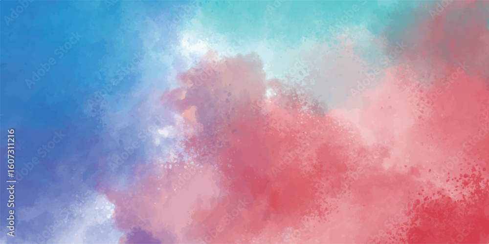 Fototapeta premium Abstract watercolor background in shades of blue pink and red for creative design projects and artistic composition